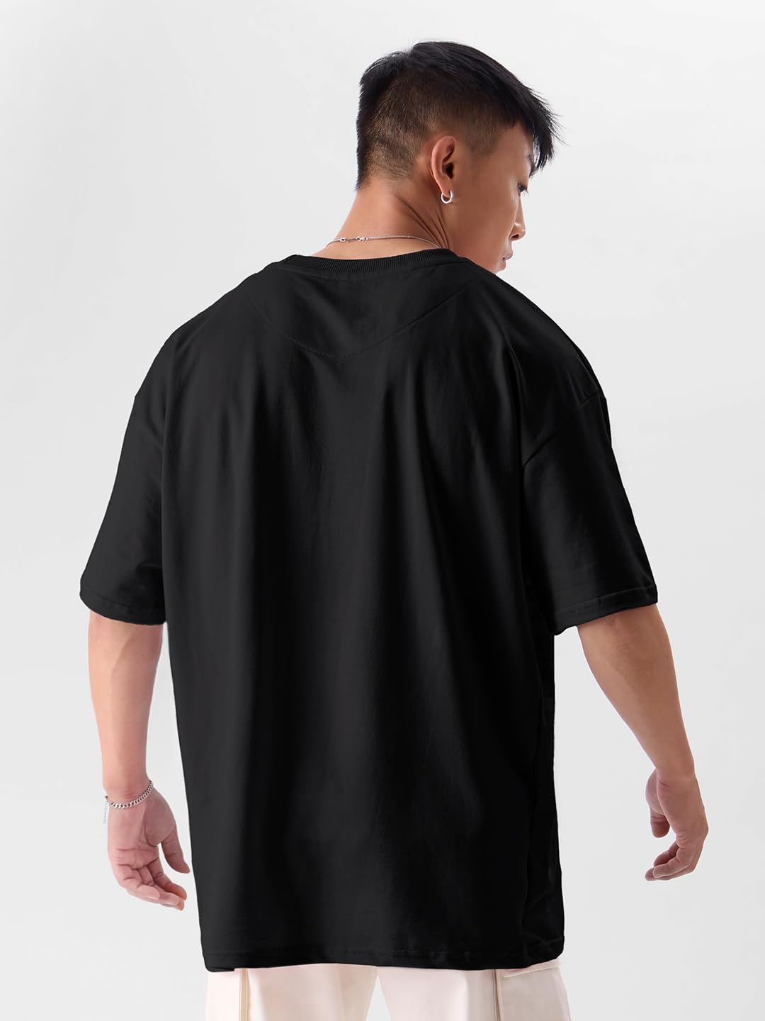 The Souled Store Original Solids: Black (Oversized) Men Oversized T-Shirts