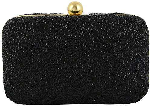 DUCHESS Handicraft Black Sequin Box Clutch for girls
