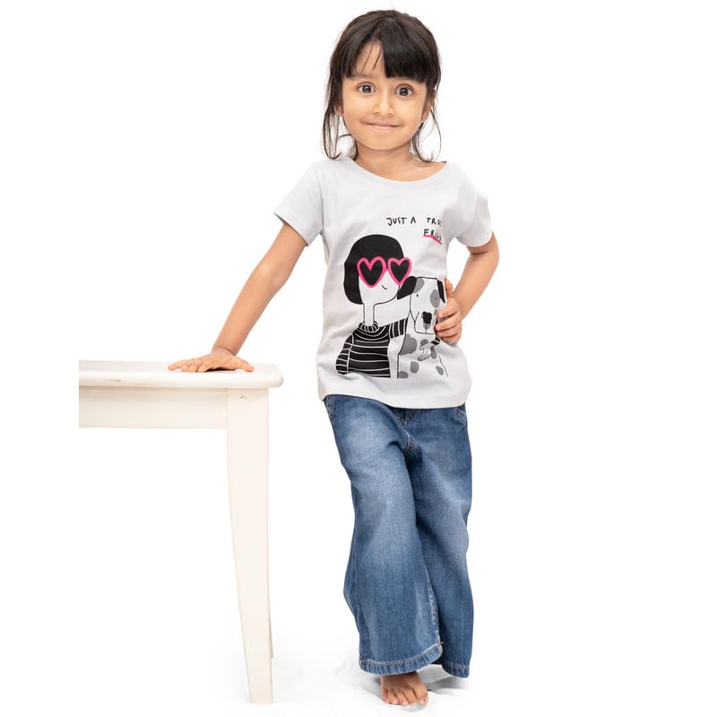 ARIEL Girl's Regular Fit Half Sleeve Tshirts Set of 5 (AR-G-HTop-P5-1516-Set7_Multicolour_15-16 Years)