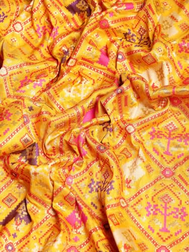 AMIRAT Woven Design Zari Work Pure Patola Silk Saree for Women With Unstitched Blouse Piece | heavy Patola Saree (Yellow)