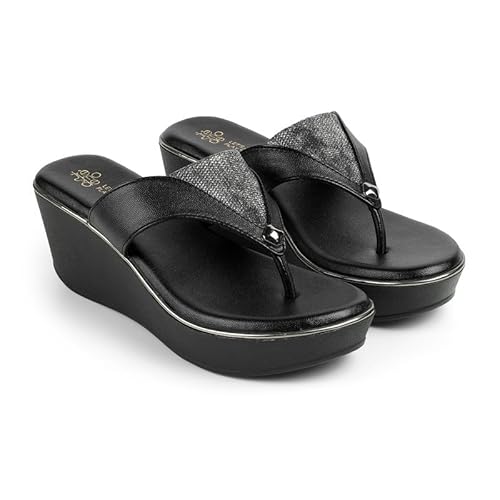 tresmode JOSH Black Women's Dress Wedge Sandals in Size 3 UK / 36 EU