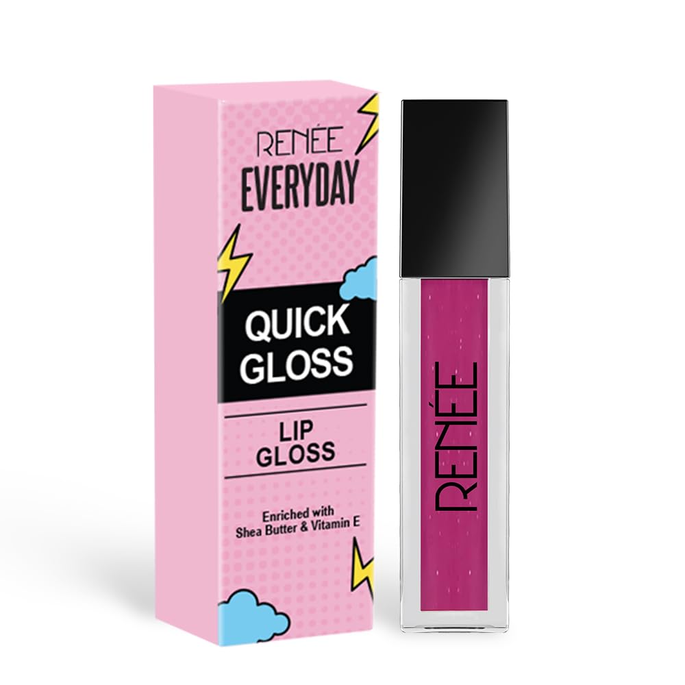 RENNE Everyday Quick Gloss - Plum Dream, Supple Glossy Lips, For Long Lasting Hydration, Lightweight & Non-Sticky Formula with Subtle Tint, Shea Butter & Vitamin E Infused