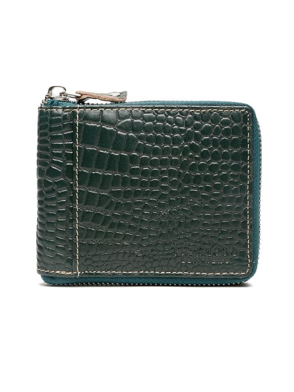 TEAKWOOD LEATHERS Men Green Leather Two Fold Wallet | with Featuring 3 Card Slots, 2 Hidden Stash Pockets, 1 Coin Pocket with Snap Button | T_WLT_487_GR