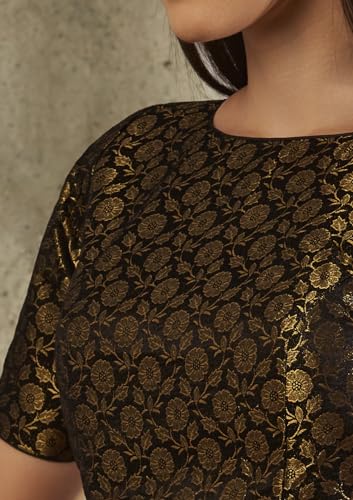 SALWAR STUDIO Black Brocade Woven Design Blouse_RF-0100-BLCK-34
