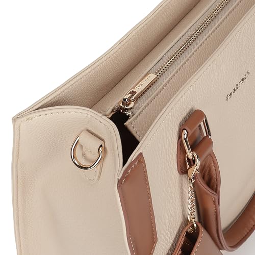 Fastrack Ivory Edge Satchel | Faux-Leather Women's Handbag | Dual Carry with Detachable Strap | Structured Tote with Envelope Charm