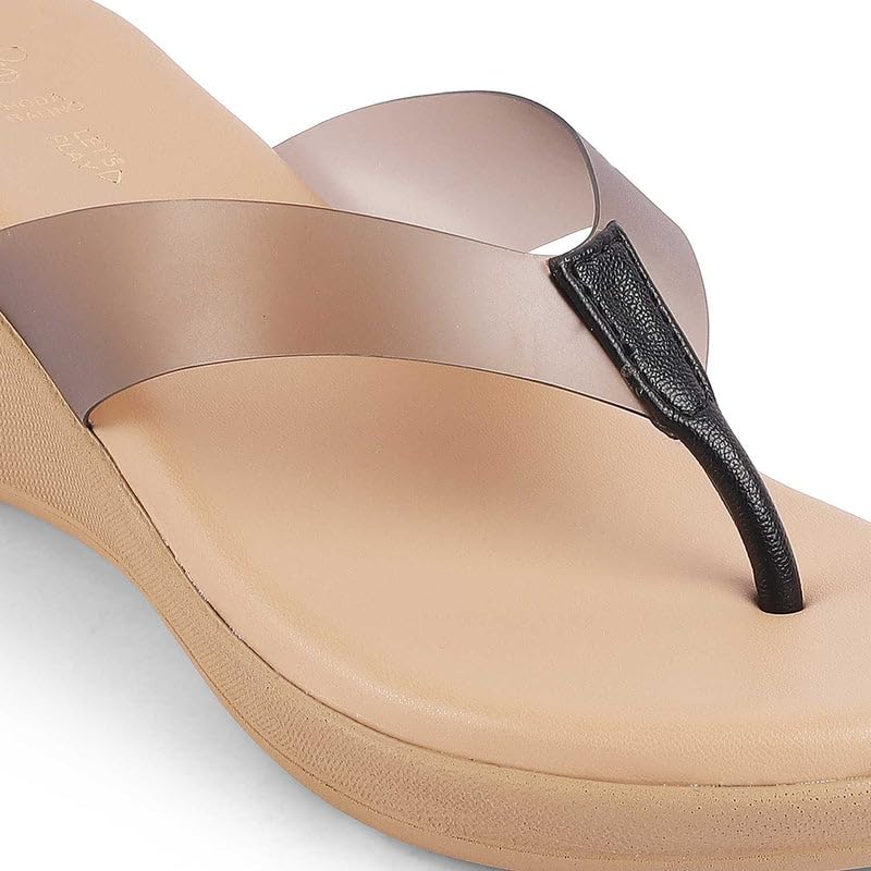 tresmode TERNTO Women's Wedges Sandals Platform Heels Black, 7 UK / 40 EU - Round Open Toe Comfortable Soft Casual Footwear