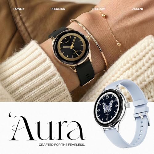 Fire-Boltt Phoenix Aura Women Smart Watch with 1.26” Diamond-Cut HD Display, Rotating Crown, Wireless Charging, Bluetooth Calling, Voice Assistant, 120+ Sports Modes - Air Blue