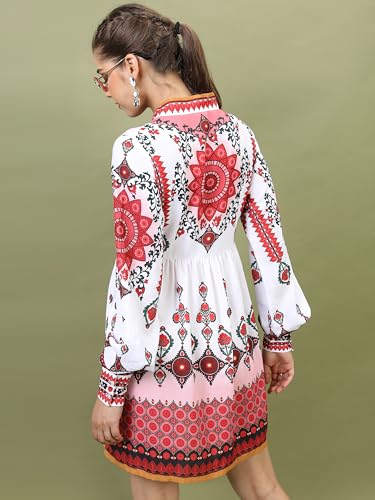 Vishudh Women Sleeveless V-Neck Dress VNa1001989 Multicolor L