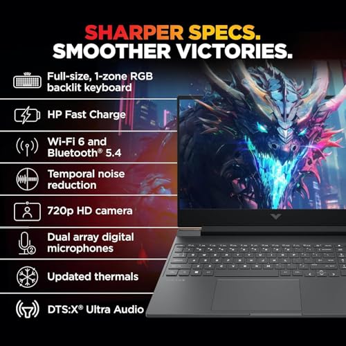 HP Victus, Intel Core 7 240H, 8GB RTX 5050, 24GB DDR5(Upgradeable) 1TB SSD, FHD, 144Hz, 300 nits, IPS, 15.6''/39.6cm, Win11, M365* Office24, Mica Silver, 2.29kg, fa2409TX, RGB Backlit, Gaming Laptop