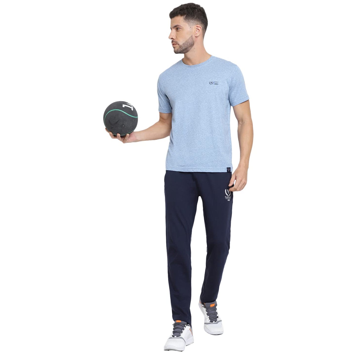 Van Heusen Men's Cotton Sport Crew Neck Regular Fit T-Shirt - Short Sleeve, Ultra Soft_70018_Sky Blue_XL
