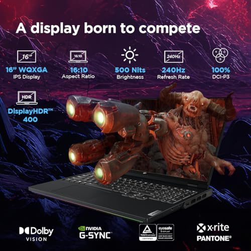 Lenovo Legion Pro 7 Intel Core i9-14900HX 16" (40.6cm) WQXGA IPS 500Nits 240Hz Gaming Laptop (32GB/1TB SSD/Win 11/Office 21/NVIDIA RTX 4080 12GB/100% DCI-P3/3mon Xbox Game Pass/Black/2.6Kg),83DE001HIN