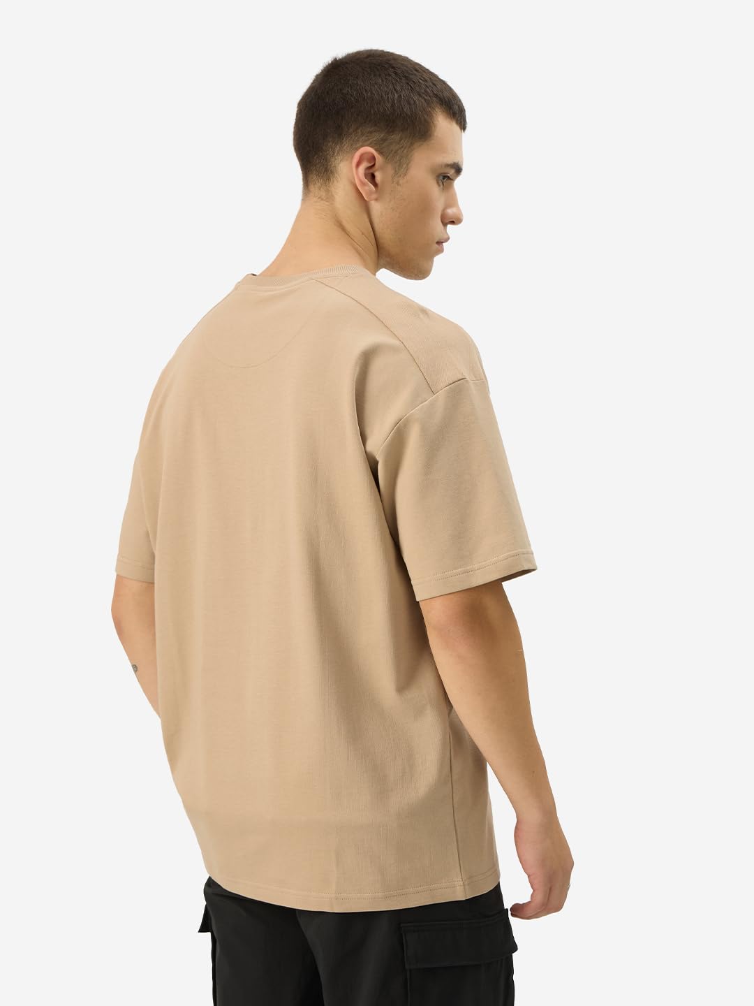 The Souled Store Mr. Souled Men and Boys Short Sleeve Round Neck Brown Cotton Oversize T-Shirt