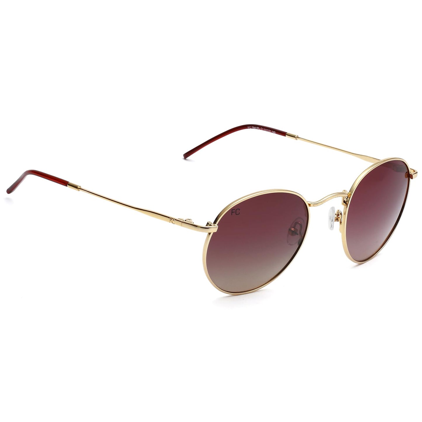 French Connection|Gold Full Frame Oval Sunglasses|Polarized | 100% UV Protection (UV 400) Brown Gradient Faded Lens|Men's & Women's|Small|FC 7641PL C1 51 S