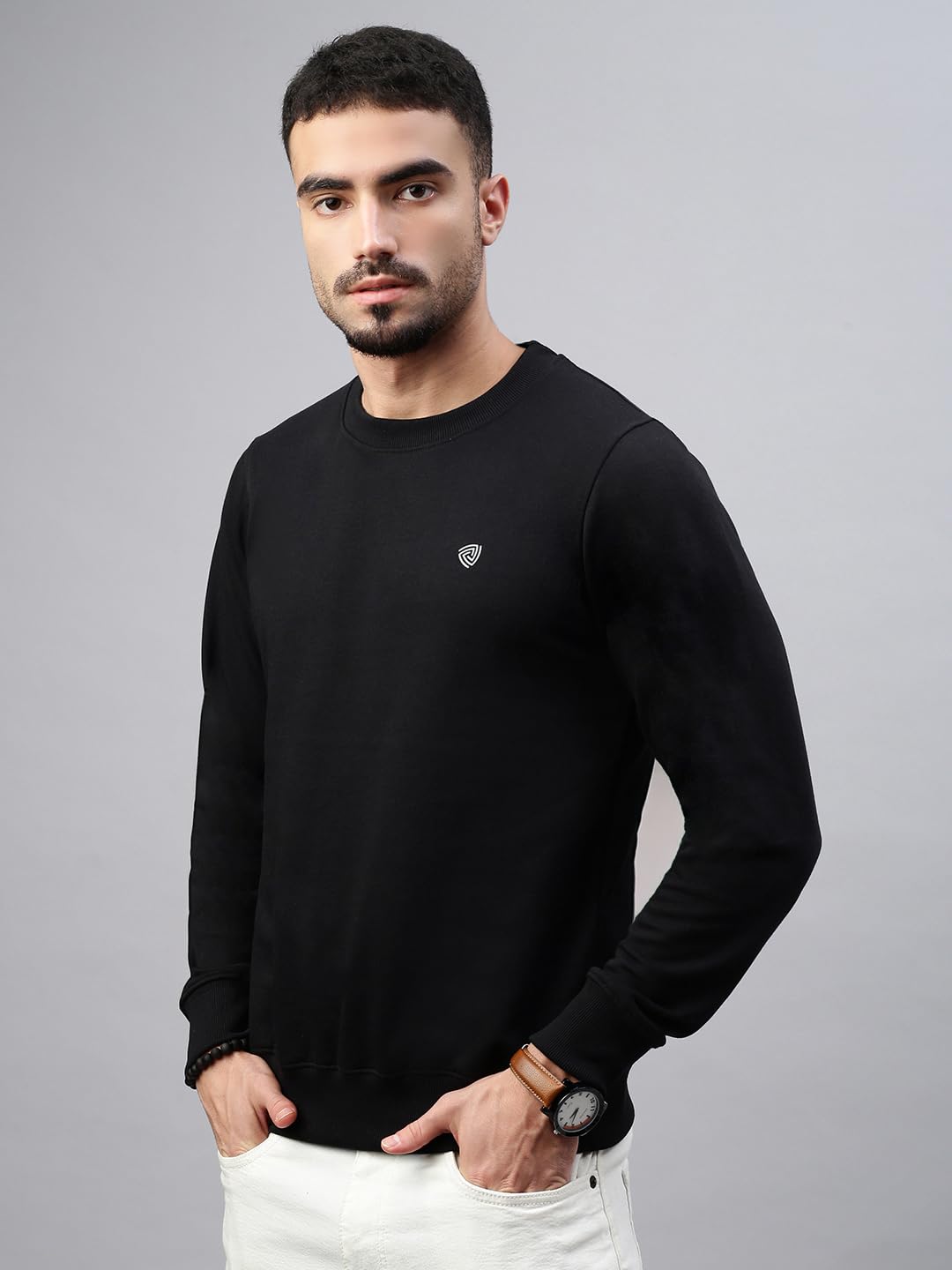 Lux Cozi Men's Cotton Crew Neck Full Sleeve Sweatshirt_COZI_3131_Sweatshirt_BLK_XL_1PC