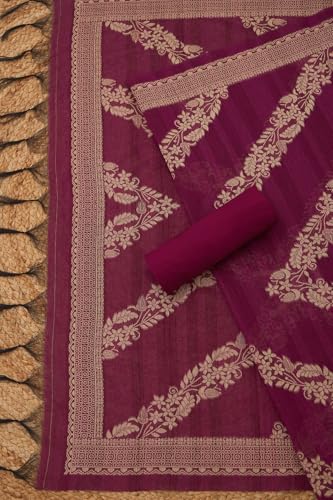 Soch Womens Purple Chanderi Woven Design Unstitch Dress Material