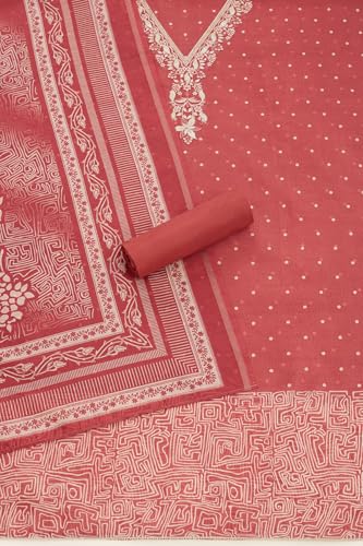 Soch Womens Rust Chanderi Dots Unstitch Dress Material With Zari