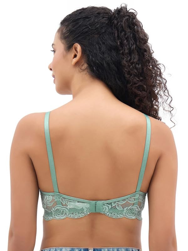 Clovia Women's Cotton Solid Non-Padded Full Cup Wire Free T-Shirt Bra - Green