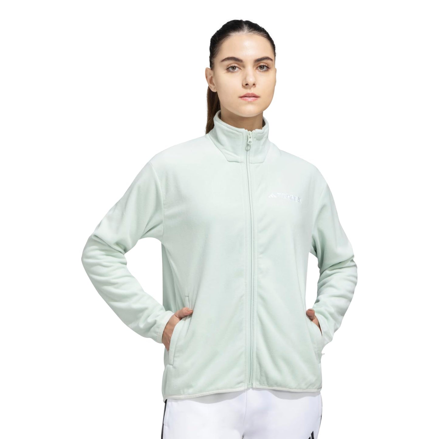 adidas Women Polar Fleece Jacket |W Mt Ess Fz Fl| Green | Size-S |