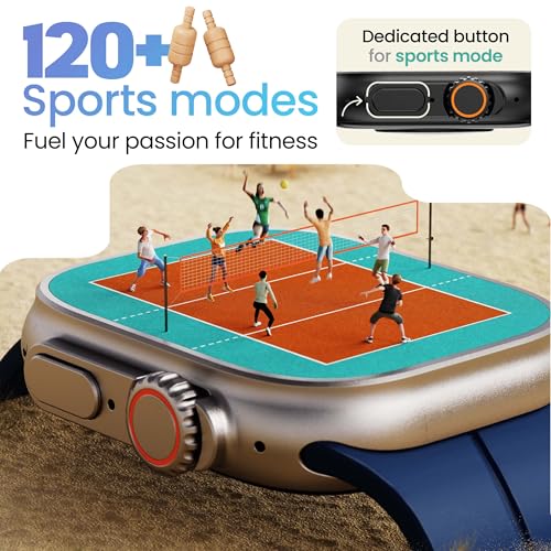 GOBOULT Newly Launched Crown Pro Smart Watch 2.01'' AMOLED, BT Calling, Working Crown, Zinc Alloy Frame, AI Voice Assistant, SpO2 Monitoring, 120+ Sports Mode (Blue)