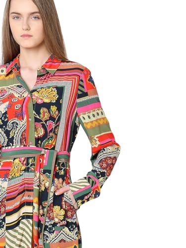 VERO MODA Women Ethnic Motifs Multicolor Viscose Midi Length Fit and Flare Dress