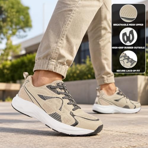 Liberty LEAP7X GHD-S1E Beige Sports Lacing Walking Shoes for Women - 39