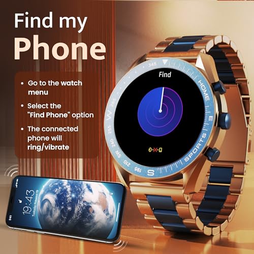 GOBOULT Mirage Smart Watch 1.39''HD Screen, Bluetooth Calling, IP67, Zinc Alloy Frame, 500 Nits Brightness, AI Voice Assistant, SpO2 Monitoring, 120+ Sports Mode (Amber Blue)