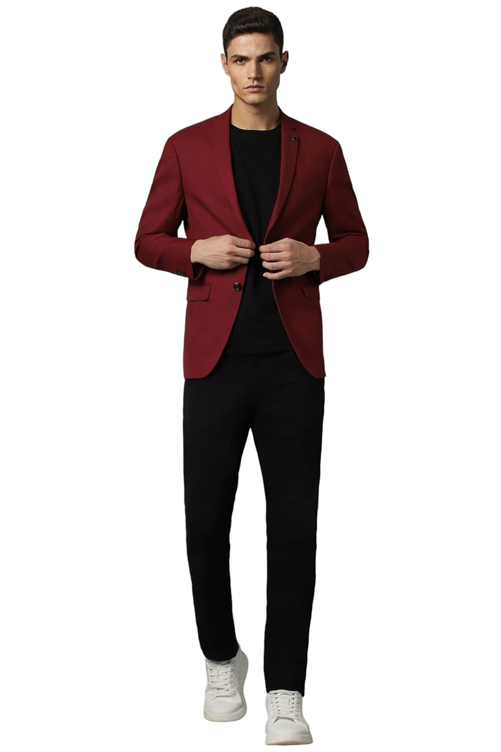 Allen Solly Men's Regular Single Breasted Blazer (ASBZMSLFW20228_Maroon