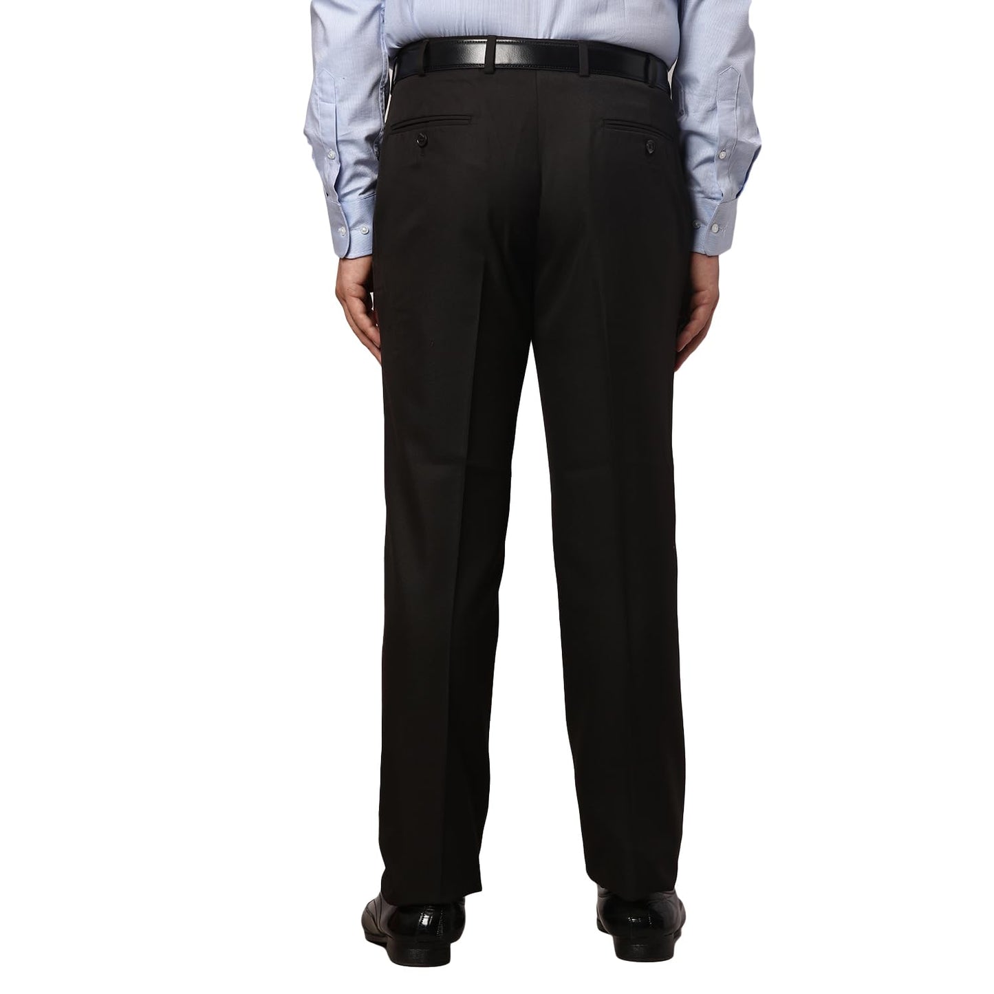 Park Avenue Men's Smart Fit Polyester Viscose Blend Solid Pattern Dark Brown Flat Front Formal Trouser