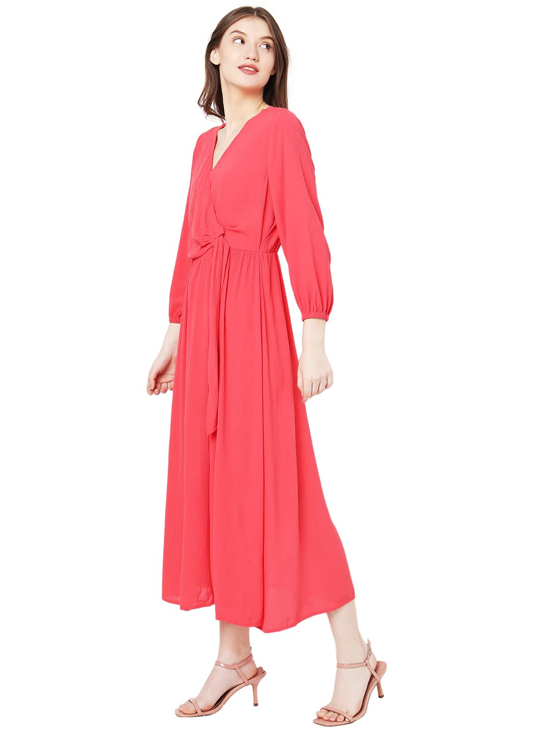 Vero Moda Women's Viscose A-Line Ankle Length Dress (298849101- Chrysanthemum_Medium), Red