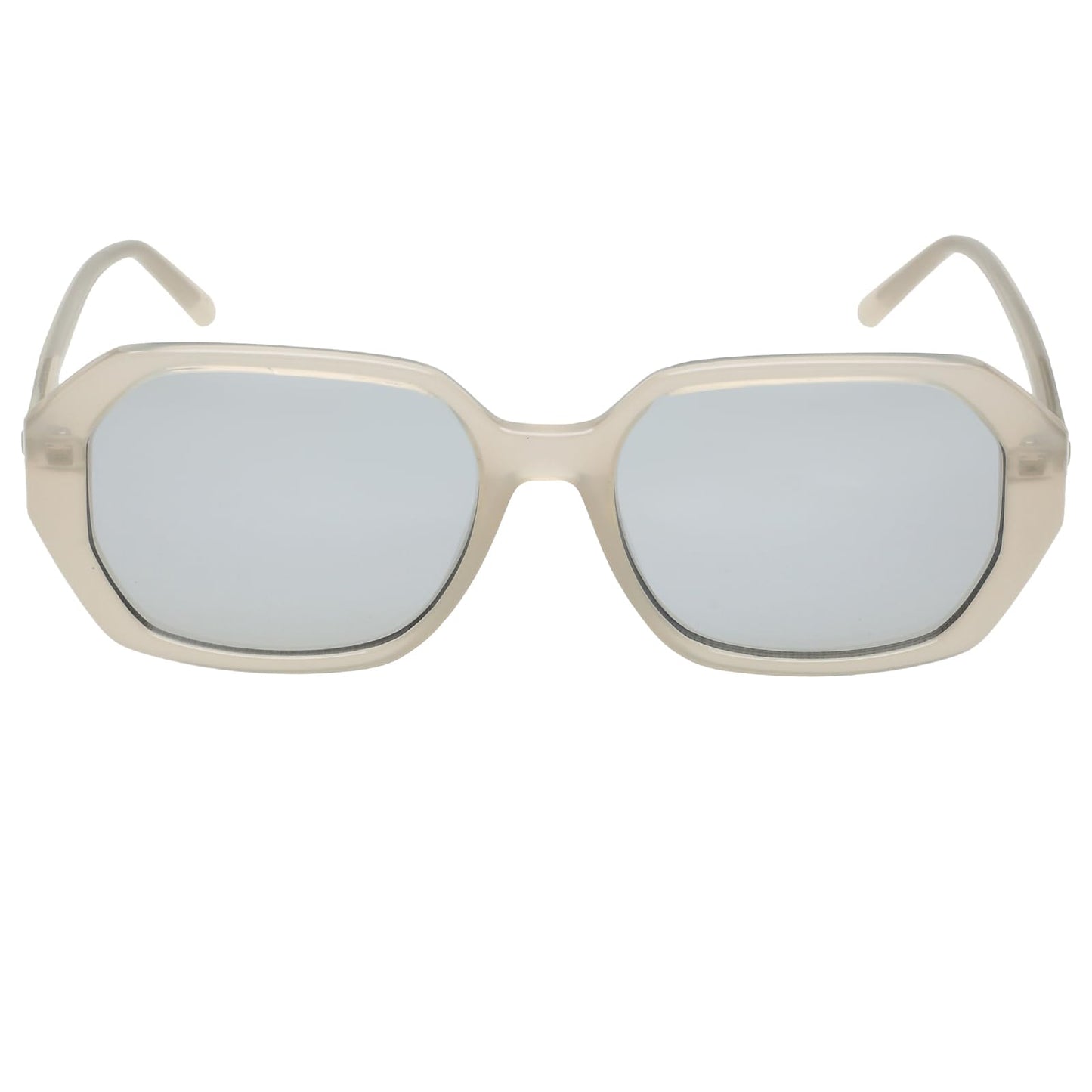 Calvin Klein|White Full-rim Oval Branded Latest and Stylish Sunglasses|100% UV Protection (UV 400) Green Reflector Mirror Lens|Women|Medium|CK 18535 103 55 S