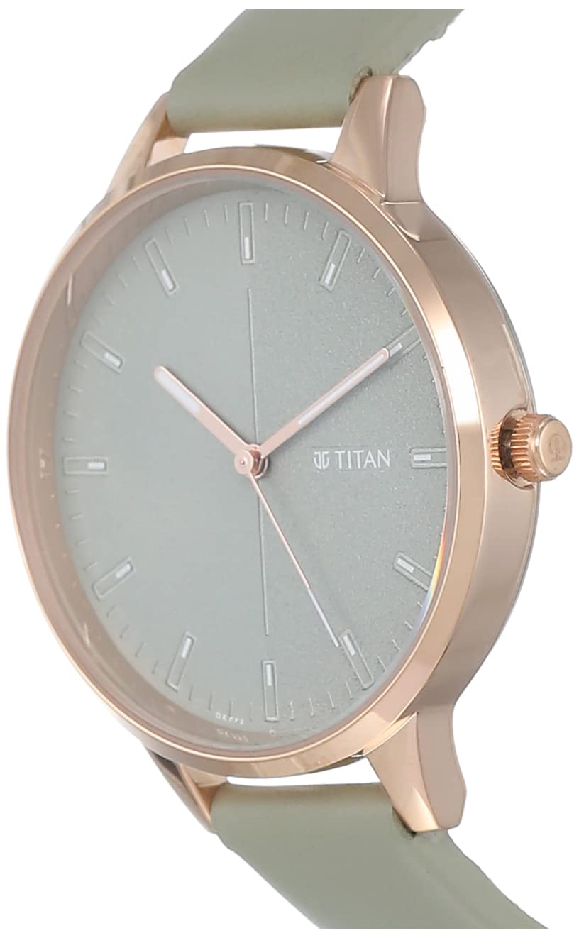 Titan Women's Precision Simplicity Analog Watch: Green Gradient Dial with Leather Strap-NS2648WL01/NT2648WL01