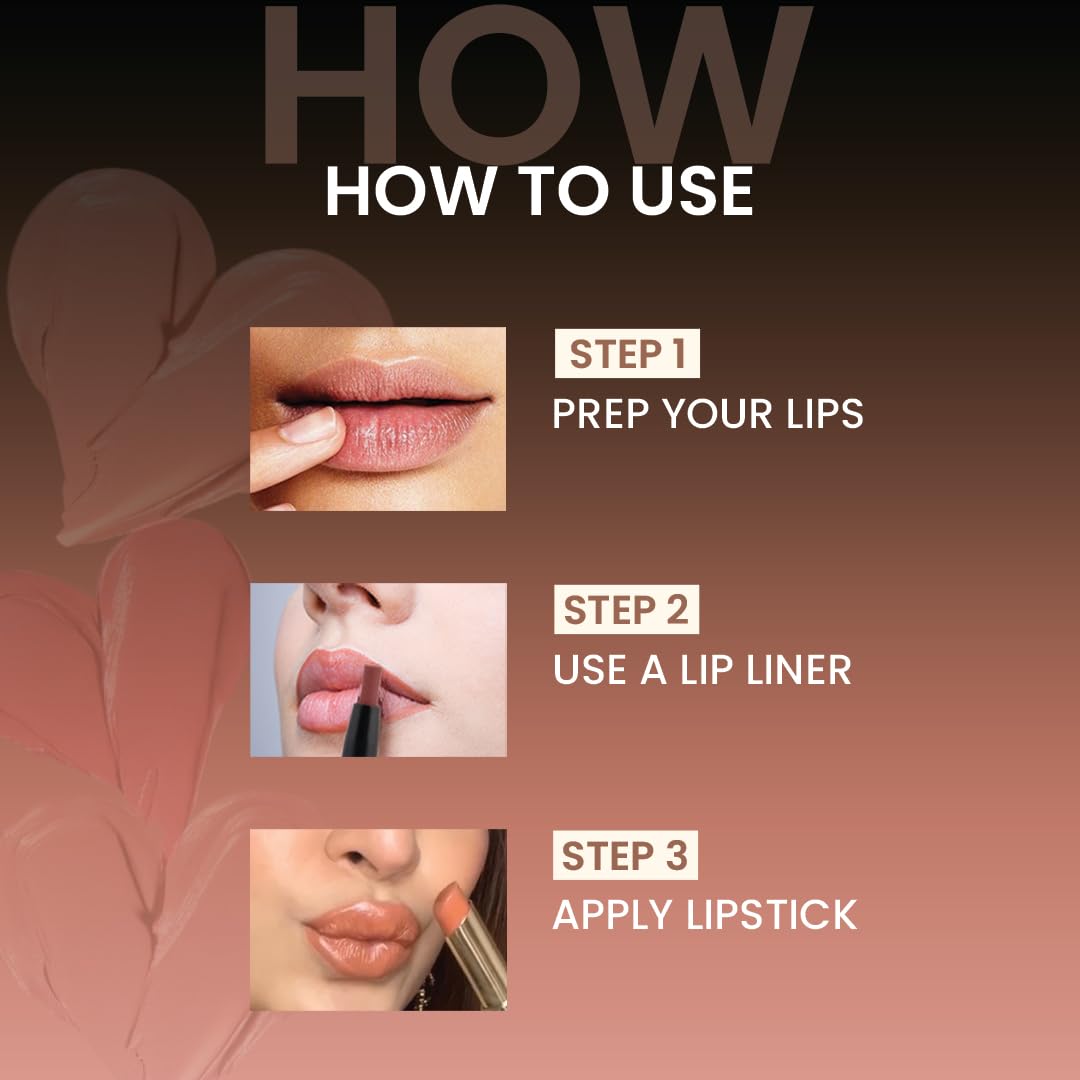 Charmacy Milano Flattering Nude Lipstick (Bikini Tan 08) - 3.6 g, Moisturizing Lips, Highly Pigmented, Light Weight, Smooth Application, Non-Toxic, Vegan, Cruelty Free