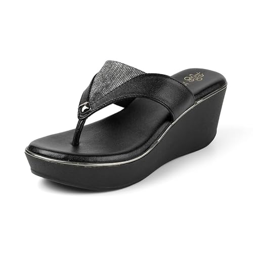 tresmode Jose Black Women's Dress Wedge Sandals in Size 6 UK / 39 EU