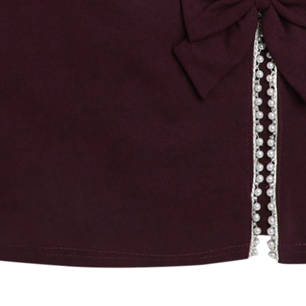 Hopscotch Girls Mini Length Skirts Maroon 5-6 Years (ADM-4471108)