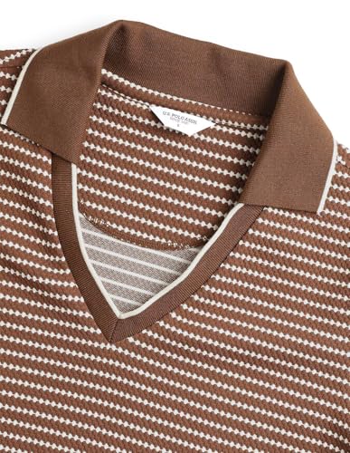 U.S. Polo Assn. Women Women's Self Design Horizontal Striped T-Shirt Dress (UWSS26DRS234_Brown_XL)