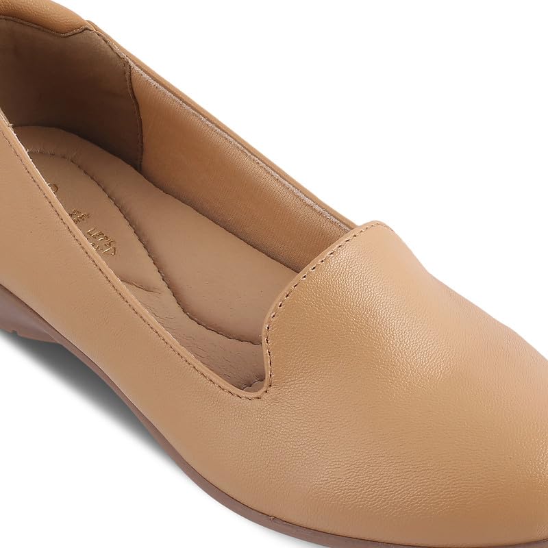 tresmode Asamsy Beige Women's Tassel Mules - Chic, Comfortable & Vegan-Friendly Flats in Size 7 UK / 40 EU