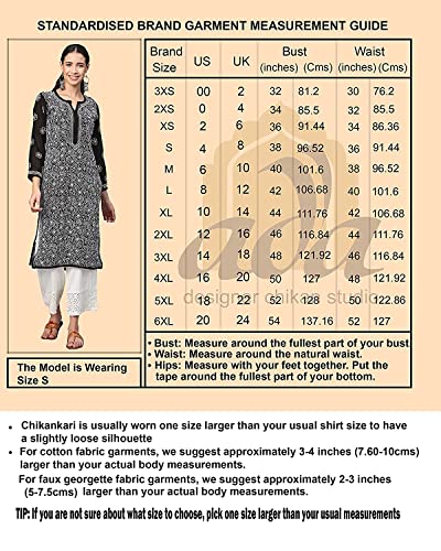 Ada Handmade Lucknow Chikankari Georgette Anarkali Kurti Kurta for Women & Girls A411142 (5XL, Green)