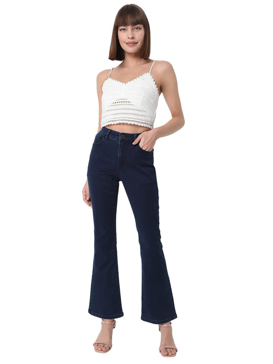 VERO MODA Women's Bootcut fit Blue Classic Jeans_30