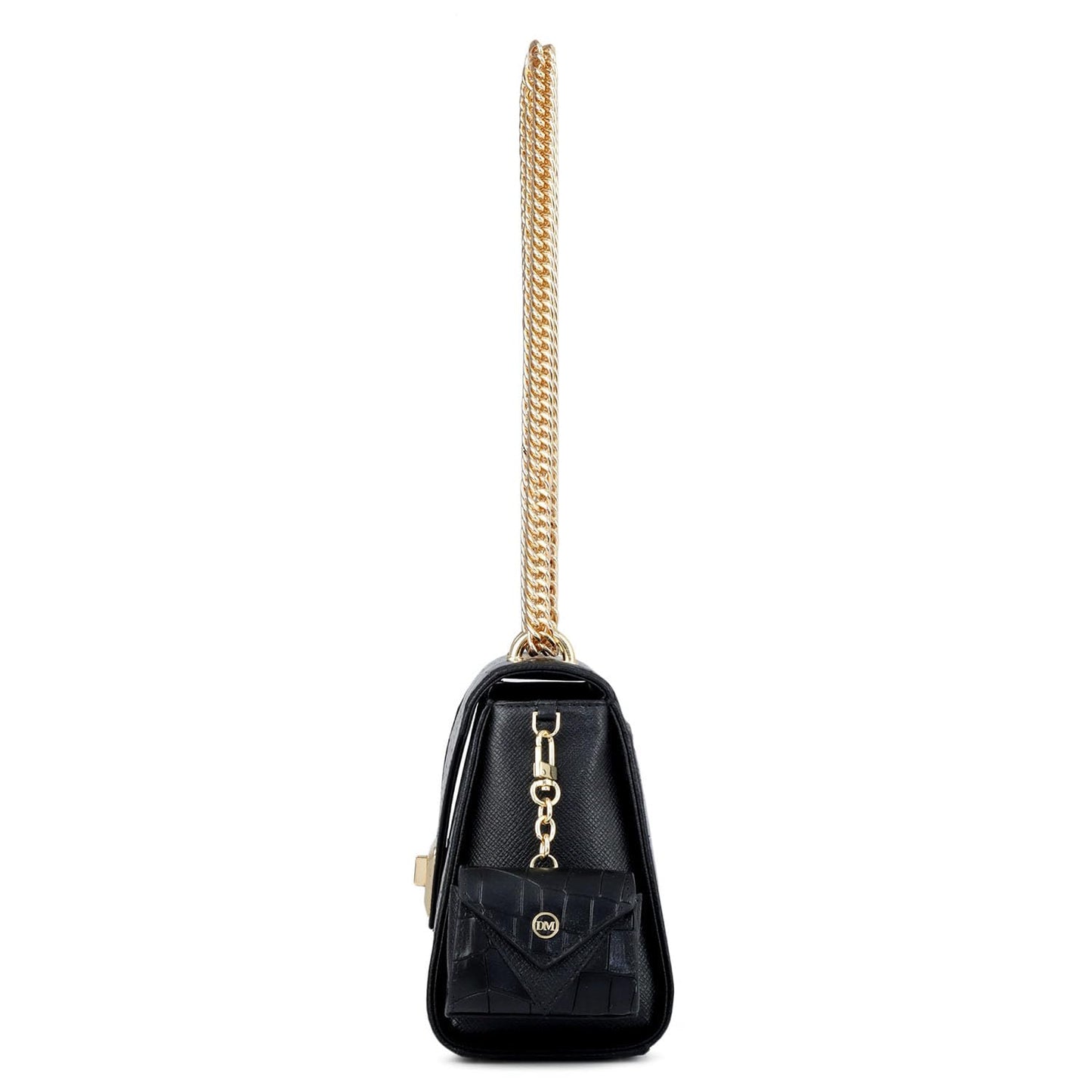 Da Milano Leather Shoulder Bag for Women - Black