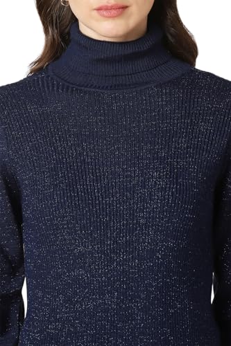 Allen Solly Women's Acrylic Blend Turtle Neck Sweater (AHSWCRGF150793_Navy