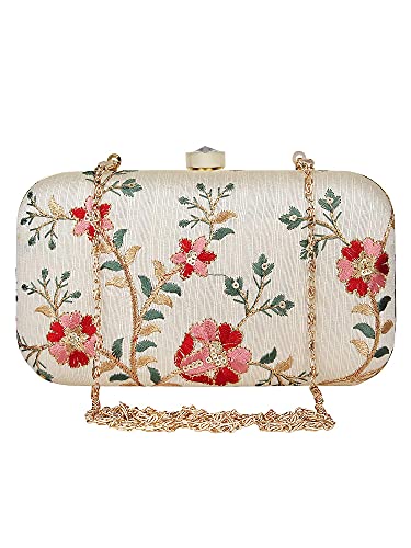 REGMESS Tulle Embroidered Faux Silk Clutch