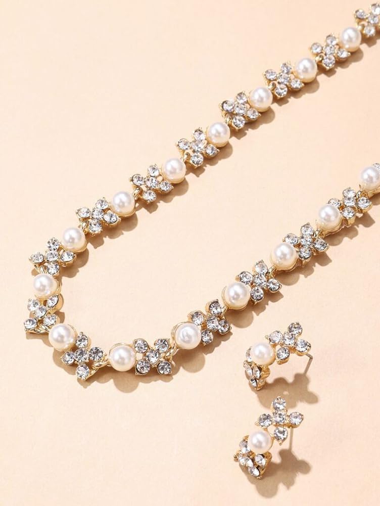 Shining Diva Fashion Necklace Jewellery Set for Women Latest Stylish Design Fancy Pearl Choker (15219s)