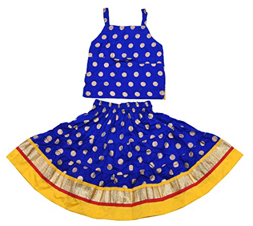 DIAMO Baby Girl Rayon Readymade Lehenga Choli (KID232--3-6Month_Blue_3 Months-6 Months)
