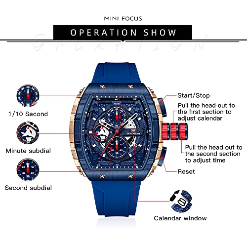 Mini Focus Men's Watch Fashion Sport Wrist Watches (Chronograph/Waterproof/Luminous/Calendar) Silicon Strap Quartz Watch for Men