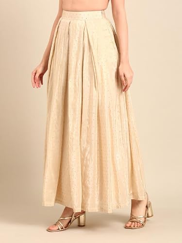 De Moza Women Skirt Woven Bottom Jacquard Polyester Offwhite