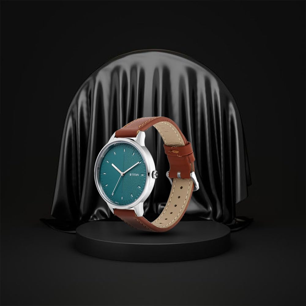 Titan Women's Precision Simplicity Analog Watch: Grey Gradient Dial with Leather Strap-2648SL01