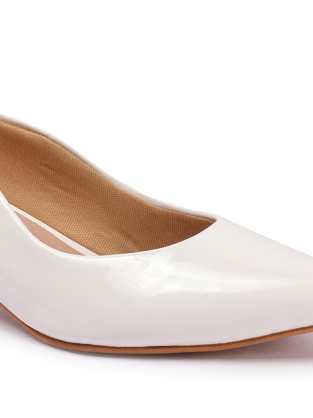 Carlton London Women White Stylish Slip-on Pump Shoes with Kitten Heels, Pointed Toe for Party and Formal Occasions (38)
