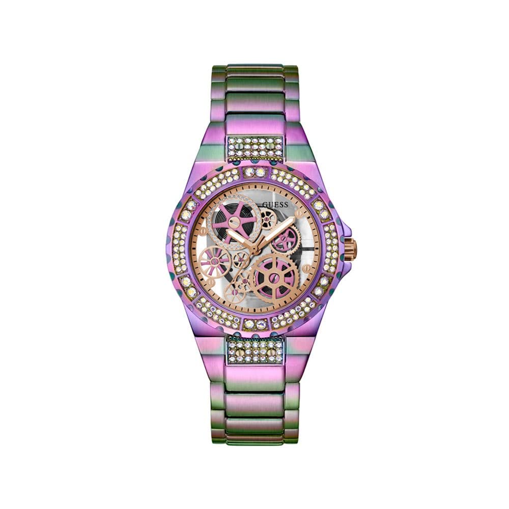 Guess Womens 39 mm Reveal Rose Gold Dial Stainless Steel Analog Watch - GW0302L3