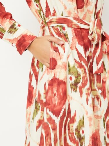 Max Women's Polyester A-Line Below The Knee Dress (EC58003_Multi Multicolour