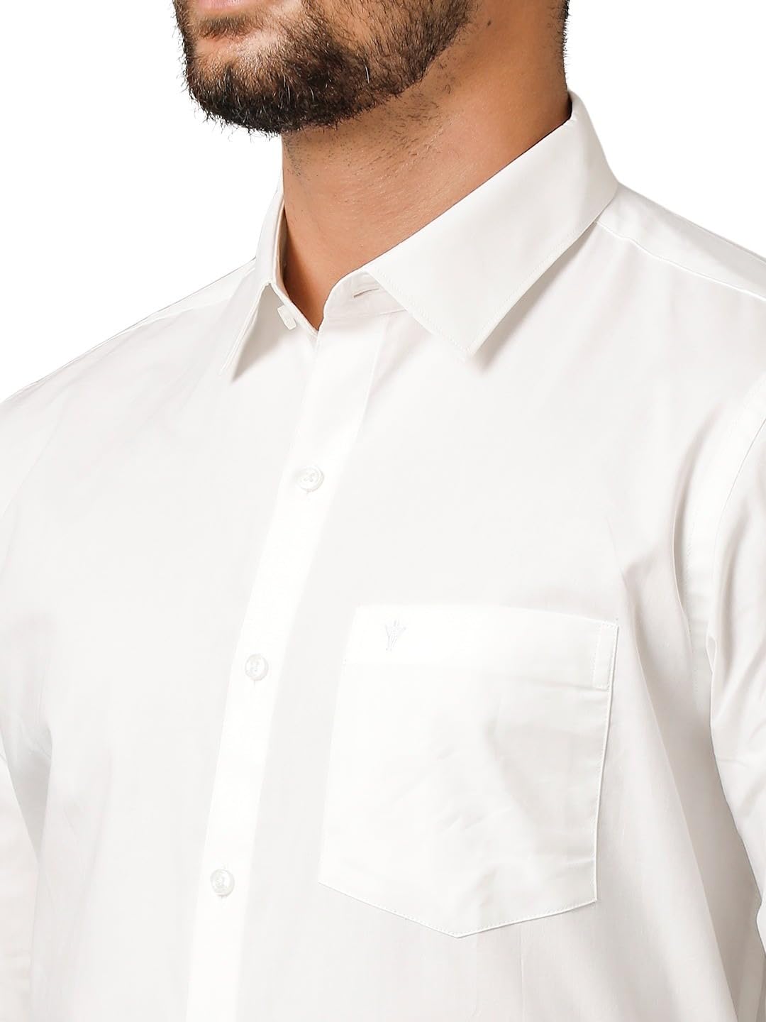 RAMRAJ COTTON Men White Full Sleeves Shirt(White;42)